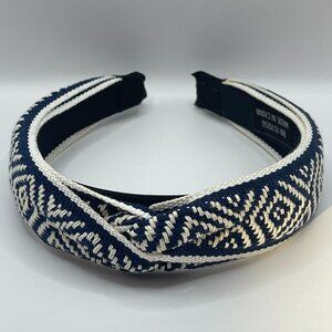 NWOT Navy Blue and White Geometric Knotted Statement Headband